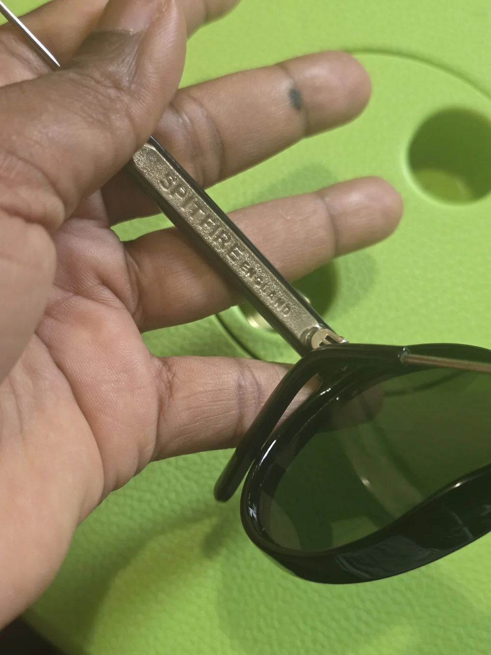 Spitfire Black Round Sunglasses with Dark Lenses With Few Scratches